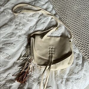 Steve Madden Cream and Brown Crossbody Bag with Relaxed Silhouette